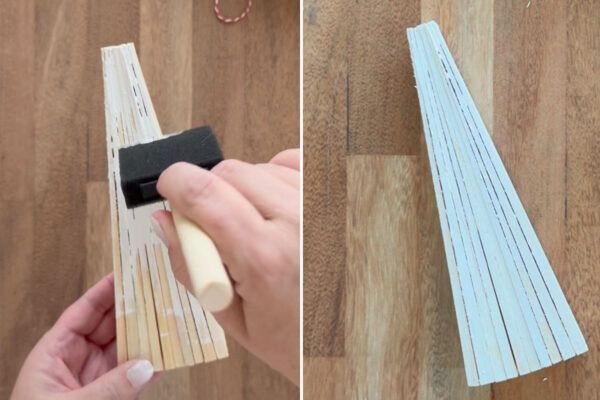Painting wood shims.
