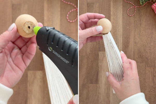 Gluing bead on top for head.